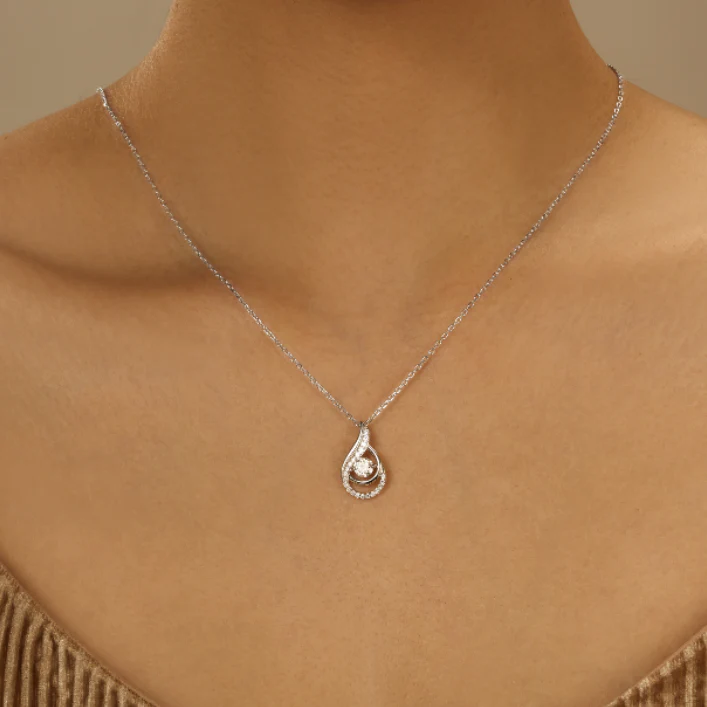 Round Moissanite Teardrop Pendant Necklace - Image 11
