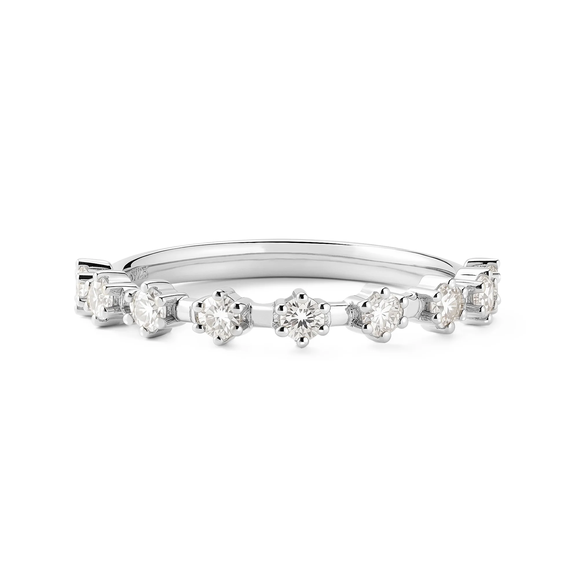 Round Prong Moissanite Half Eternity Wedding Band