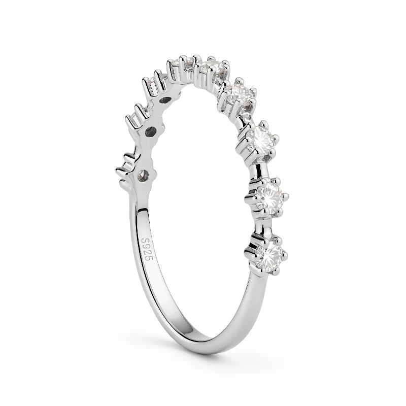 Round Prong Moissanite Half Eternity Wedding Band - Image 2