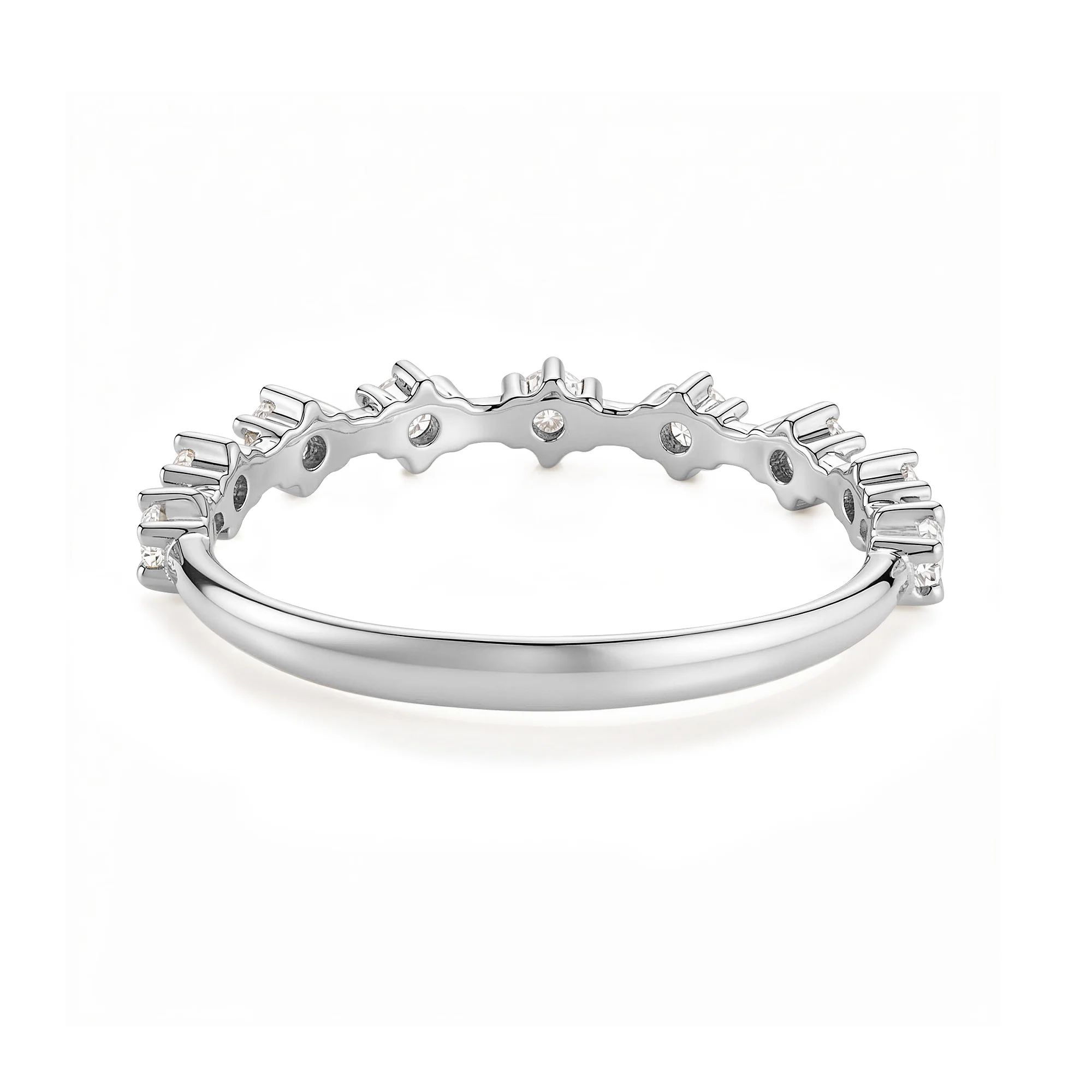 Round Prong Moissanite Half Eternity Wedding Band - Image 3