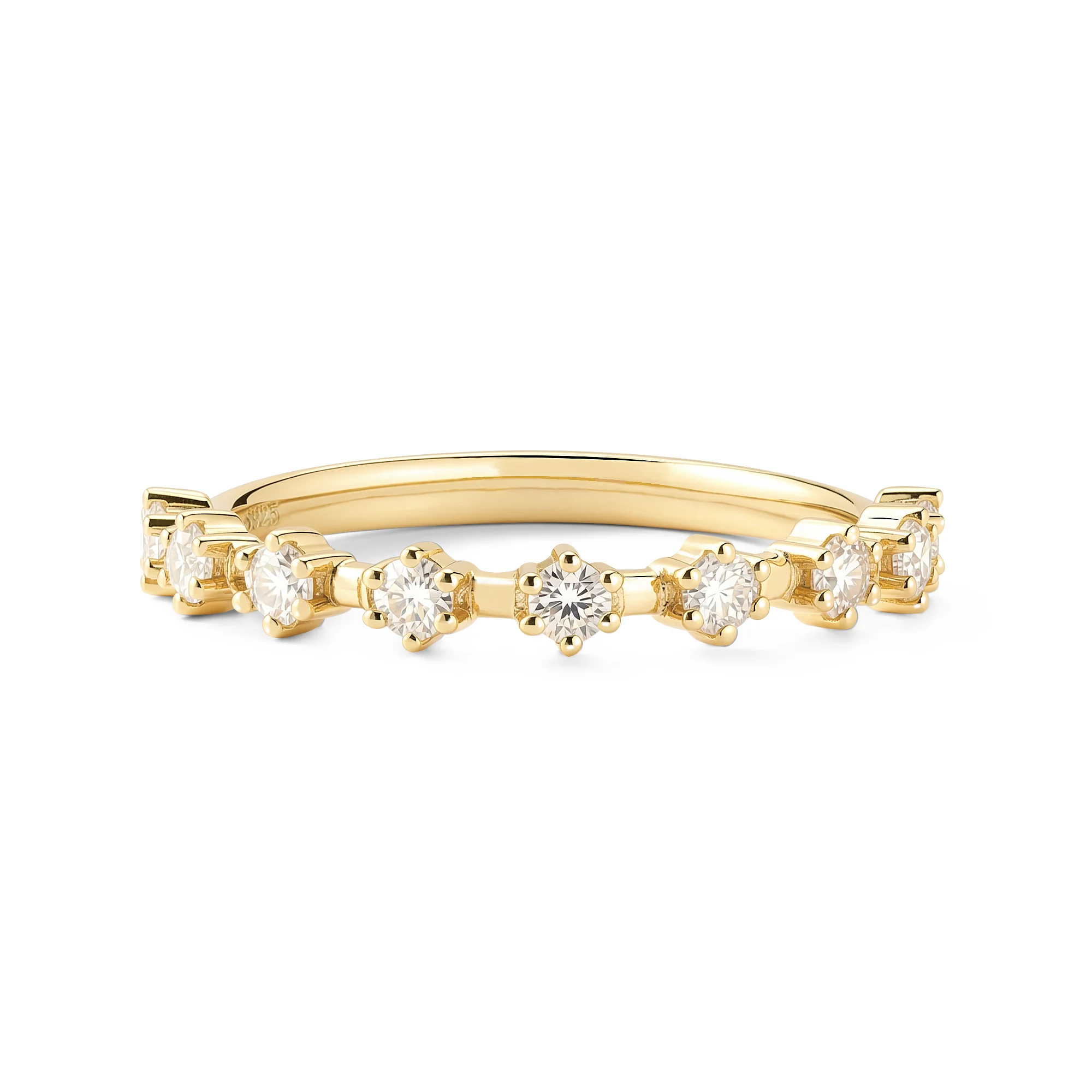 Round Prong Moissanite Half Eternity Wedding Band - Image 4