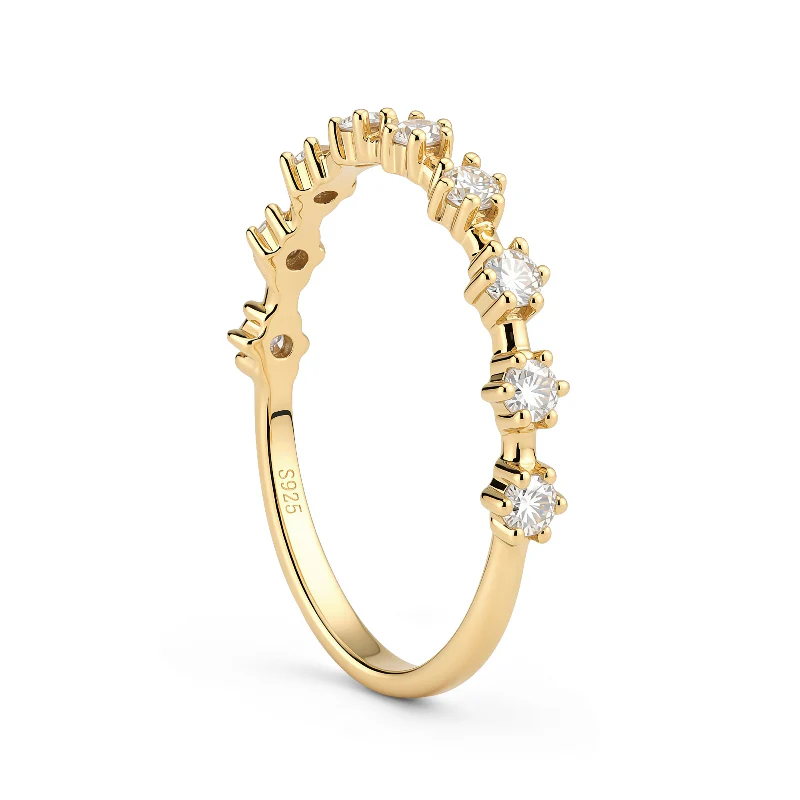 Round Prong Moissanite Half Eternity Wedding Band - Image 5