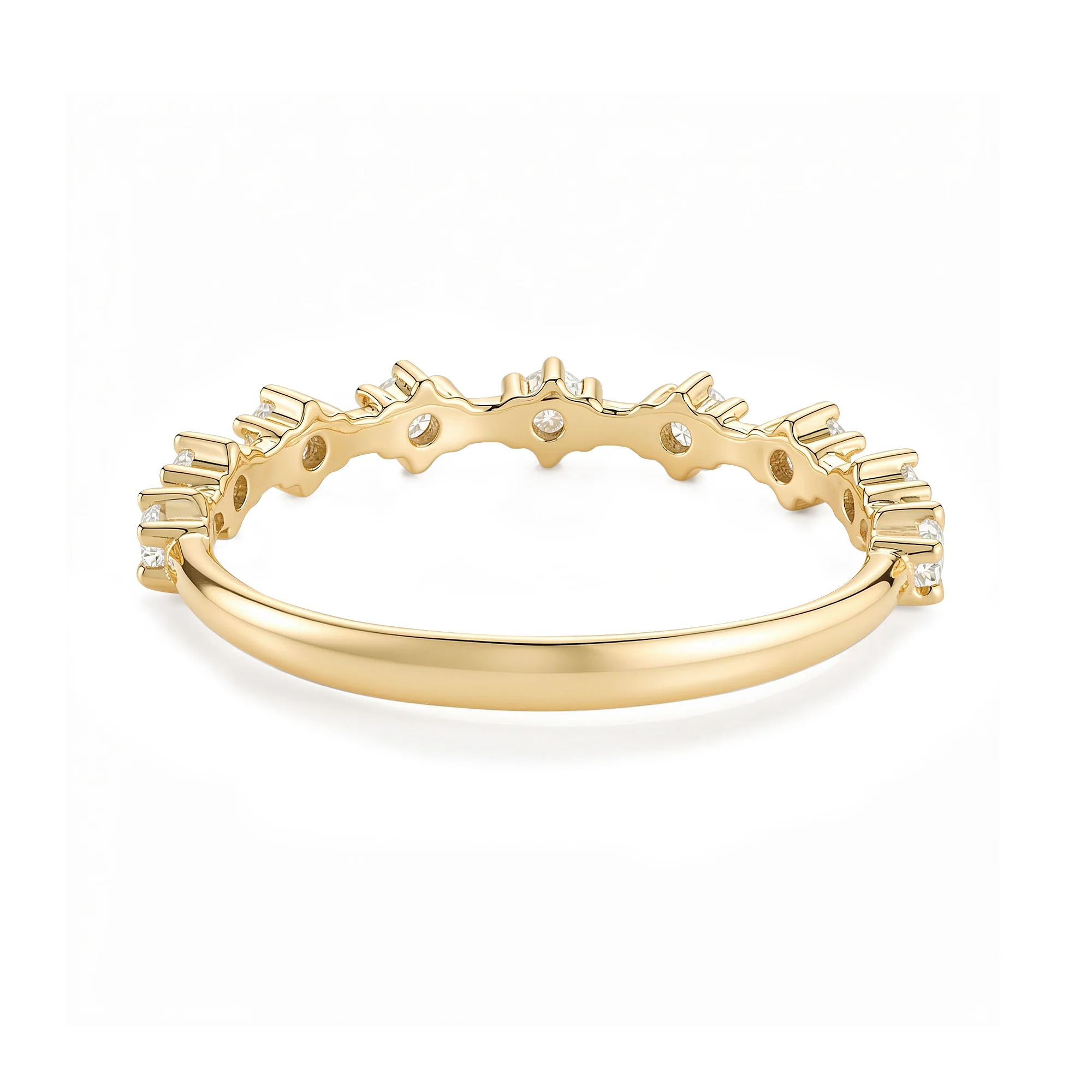 Round Prong Moissanite Half Eternity Wedding Band - Image 6