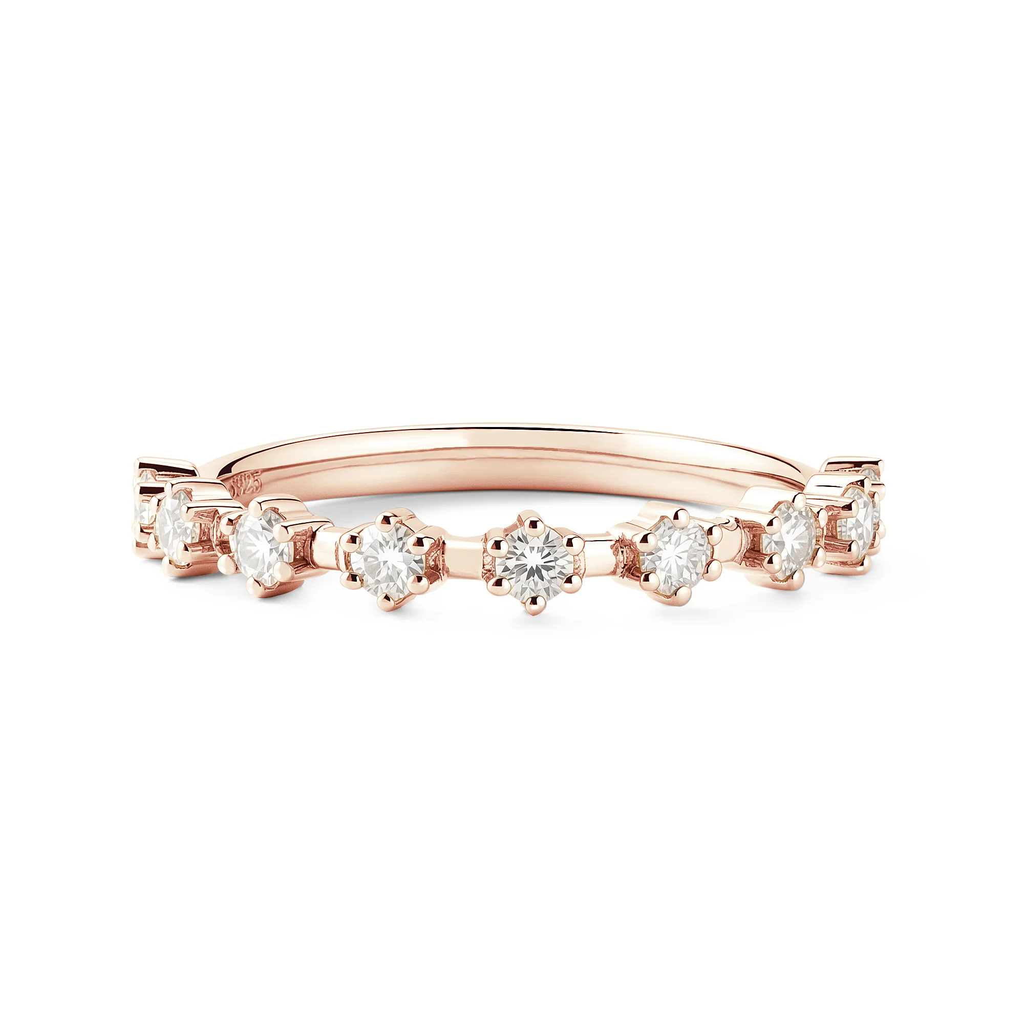 Round Prong Moissanite Half Eternity Wedding Band - Image 7