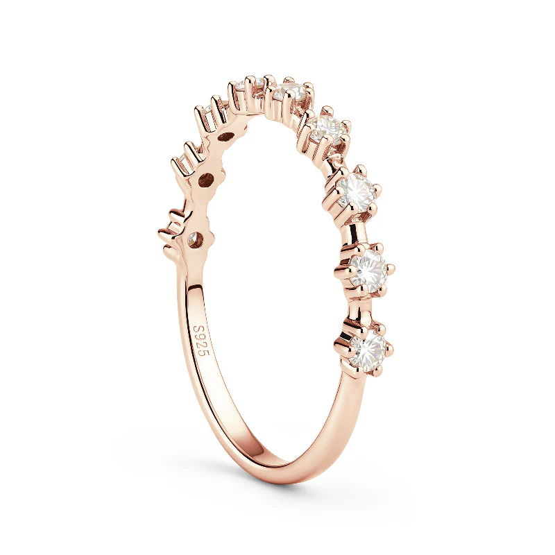 Round Prong Moissanite Half Eternity Wedding Band - Image 8