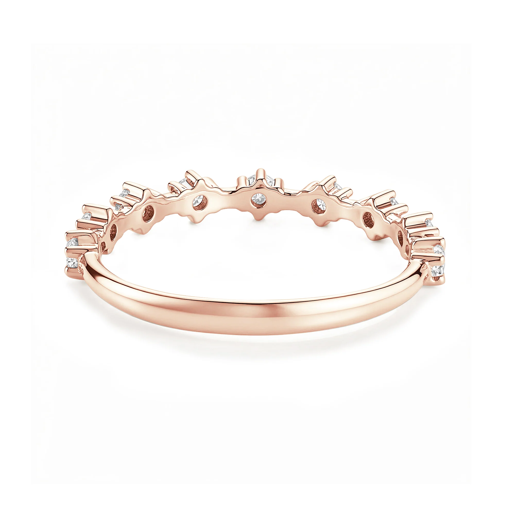 Round Prong Moissanite Half Eternity Wedding Band - Image 9