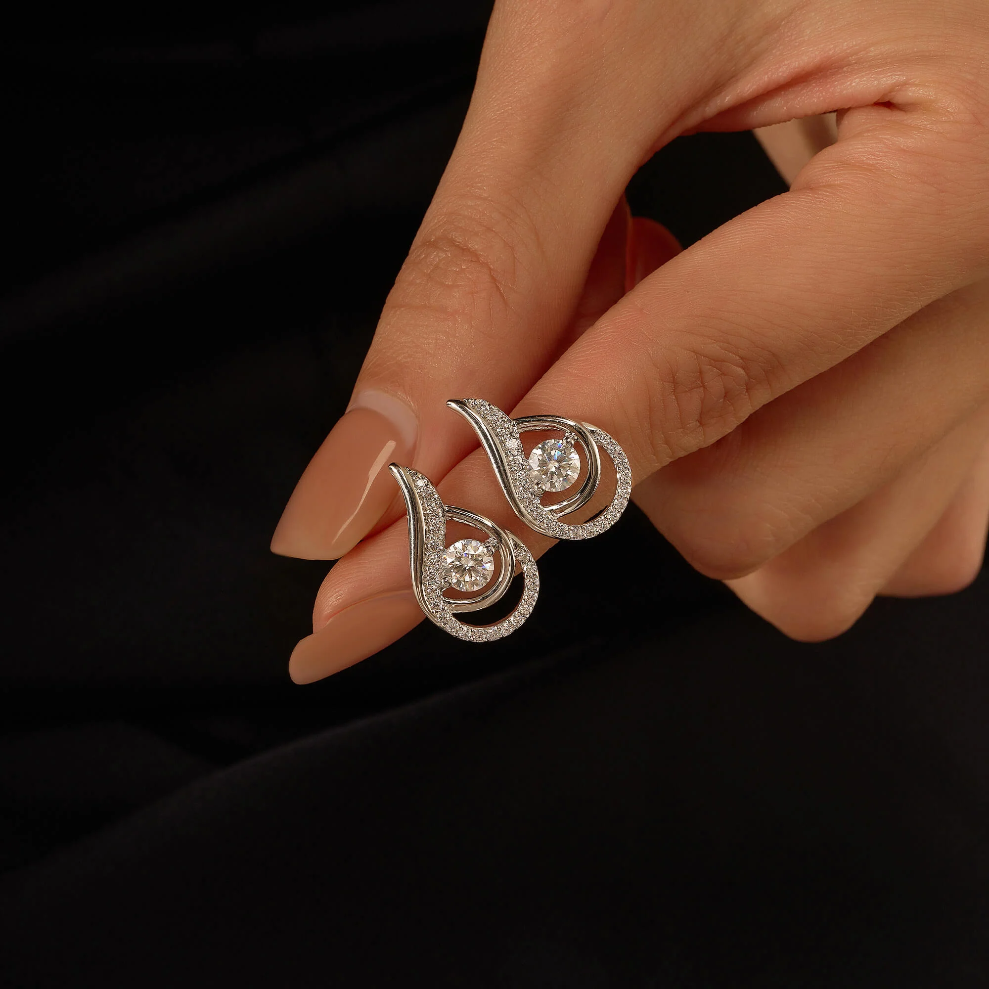 Sophisticated Round Moissanite Teardrop Earrings - Image 11