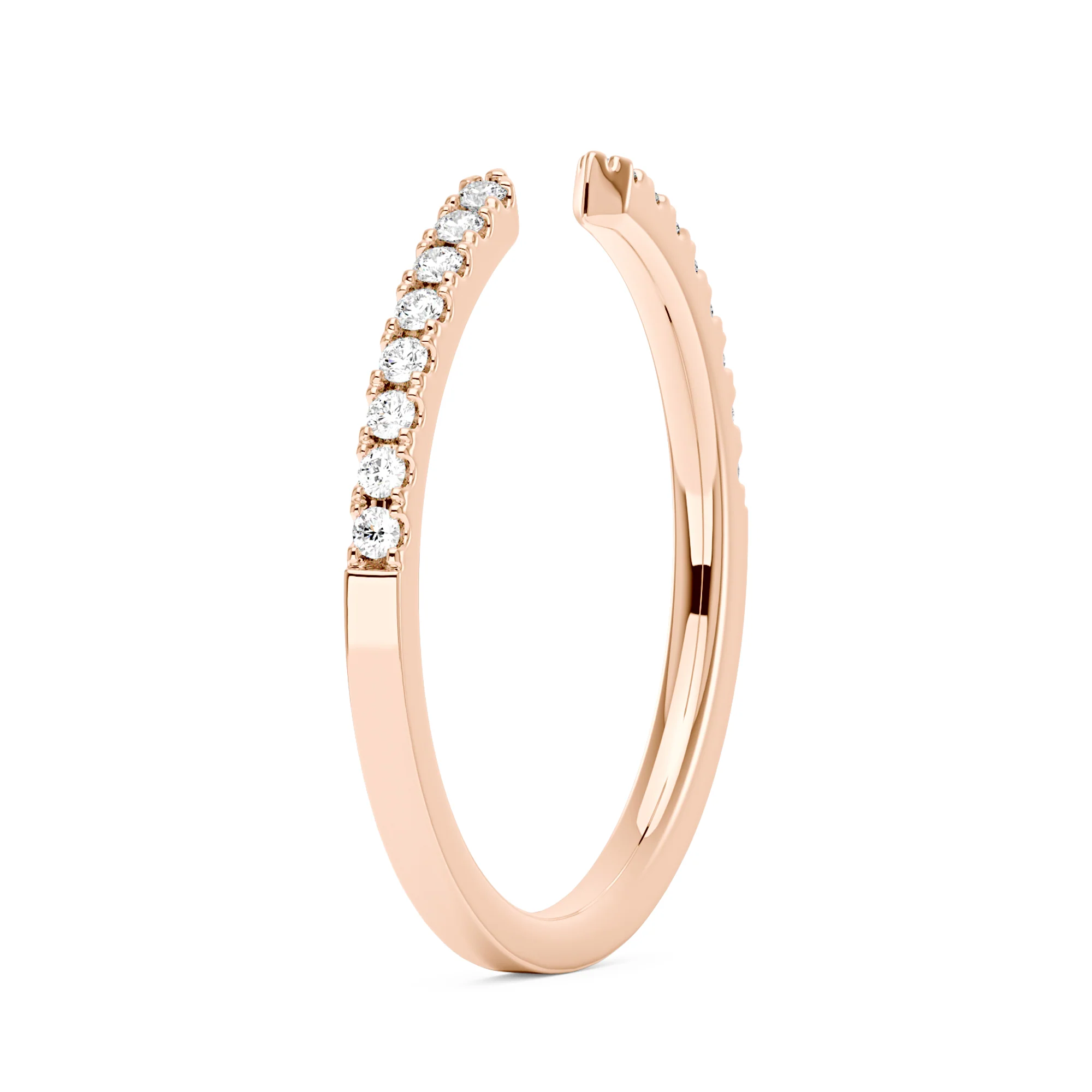 Sparkling Pavé Moissanite Open Wedding Band Ring - Image 8