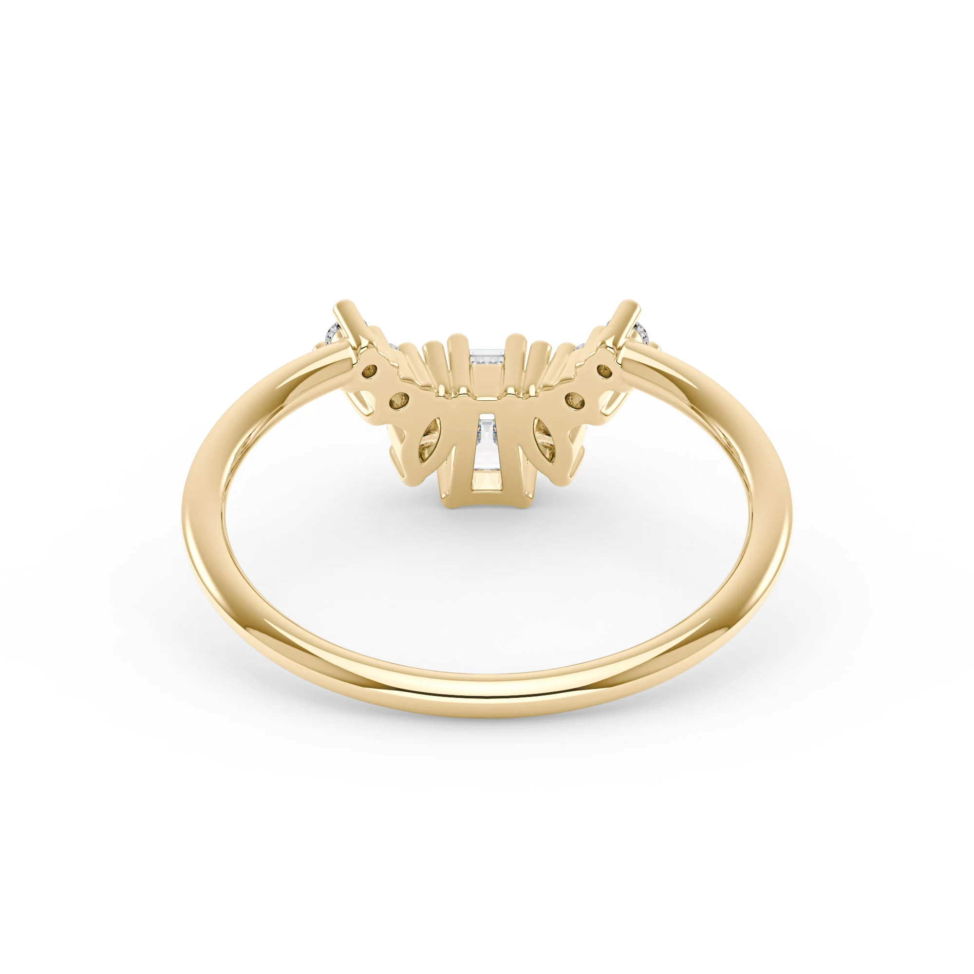 Tapered Baguette Marquise Round Moissanite Curved Band - Image 6