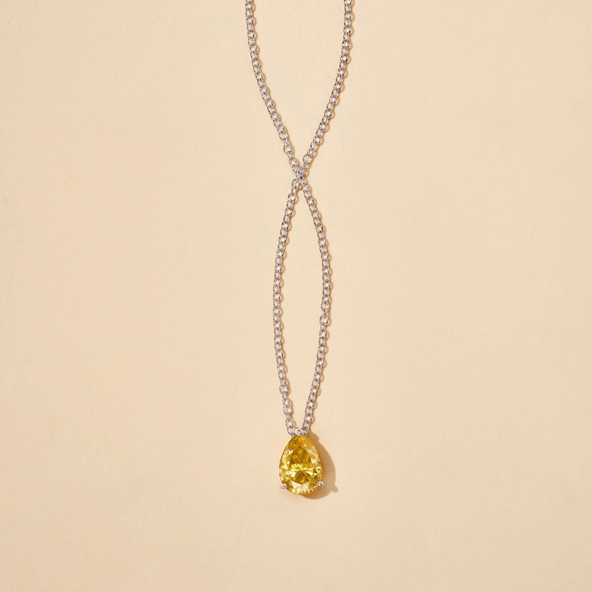 Teardrop Pear Moissanite Solitaire Pendant Necklace - Image 10