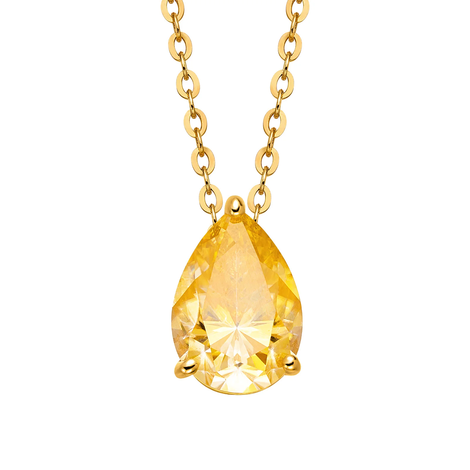 Teardrop Pear Moissanite Solitaire Pendant Necklace - Image 2
