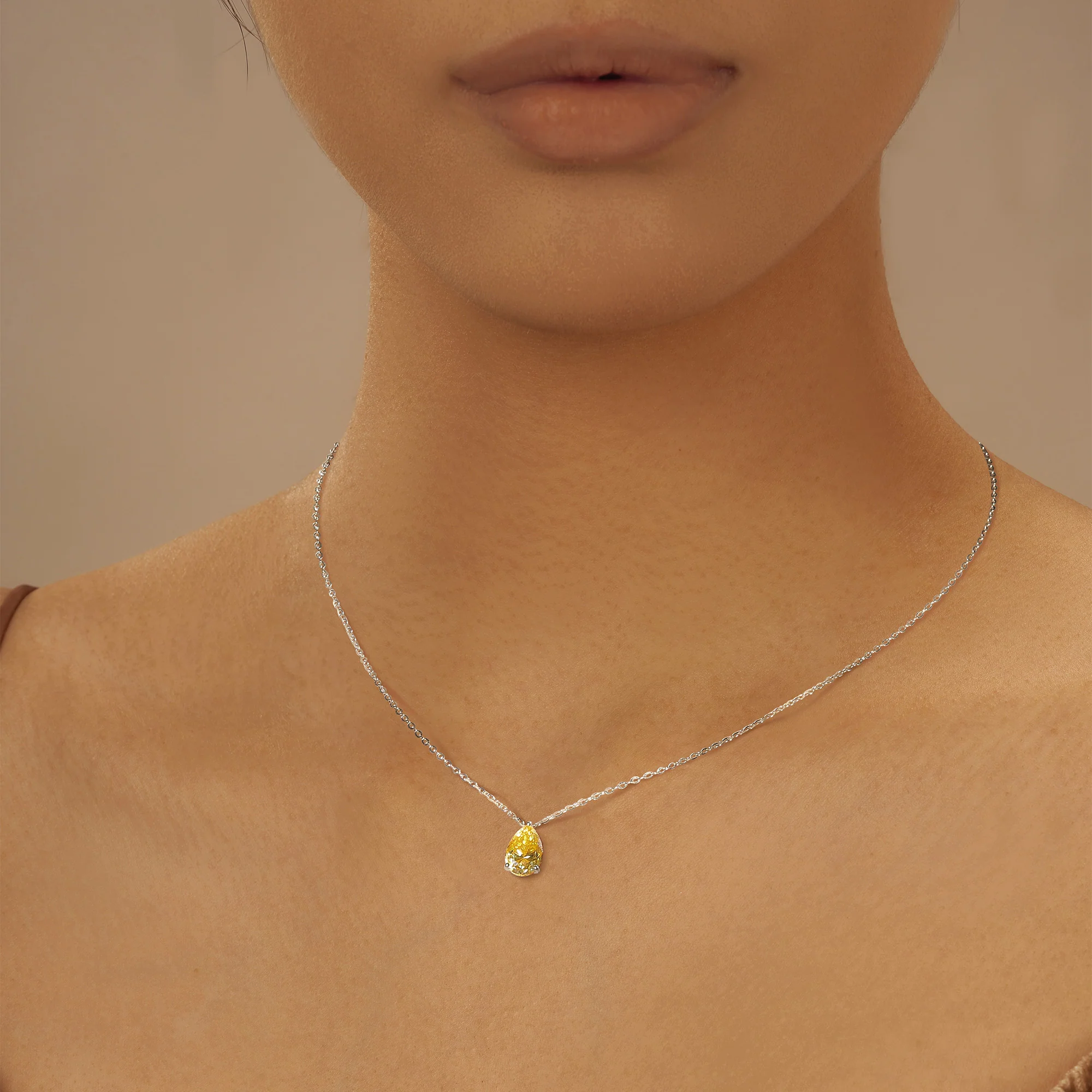 Teardrop Pear Moissanite Solitaire Pendant Necklace - Image 4