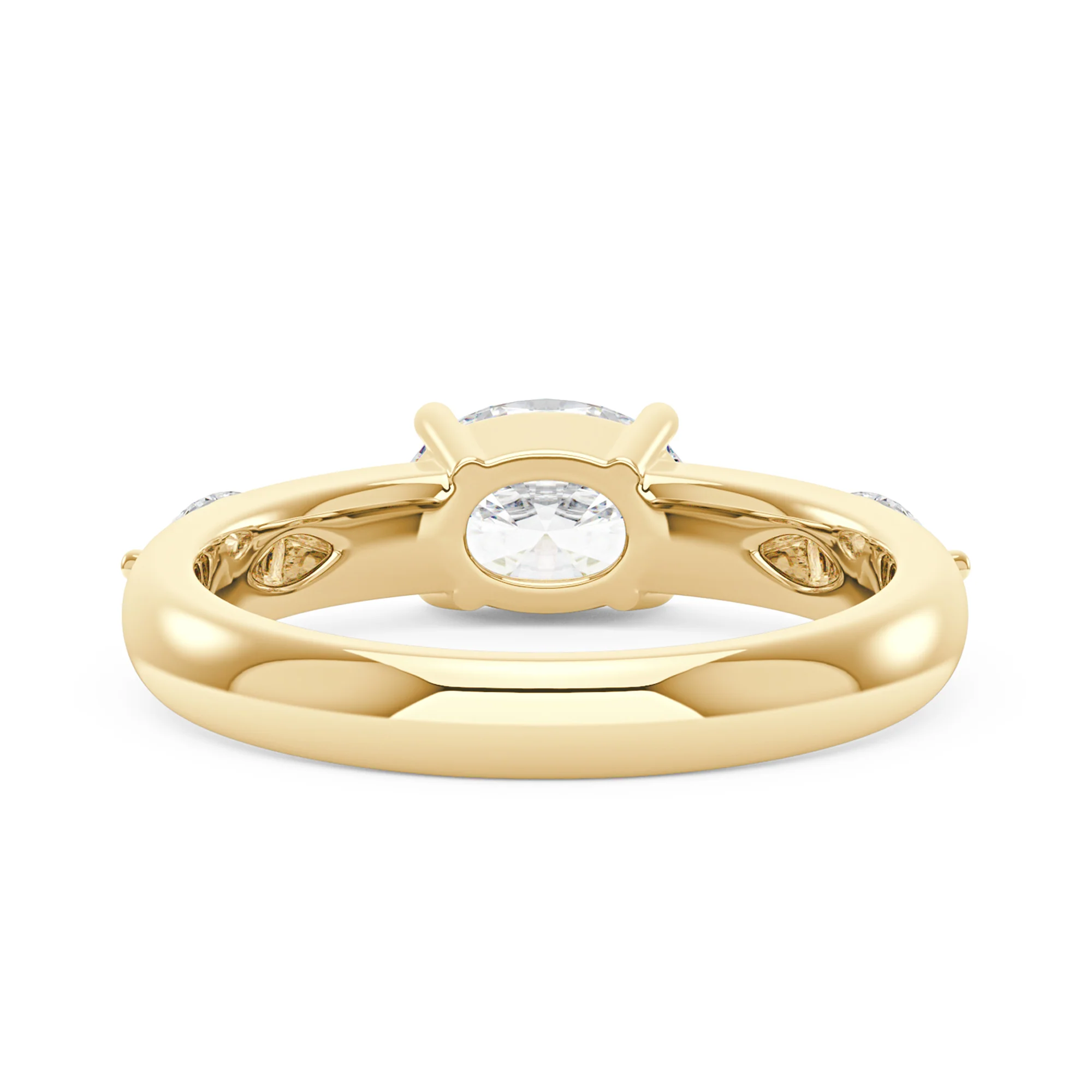 Modern Romance Oval Marquise Moissanite Trilogy Ring - Image 3