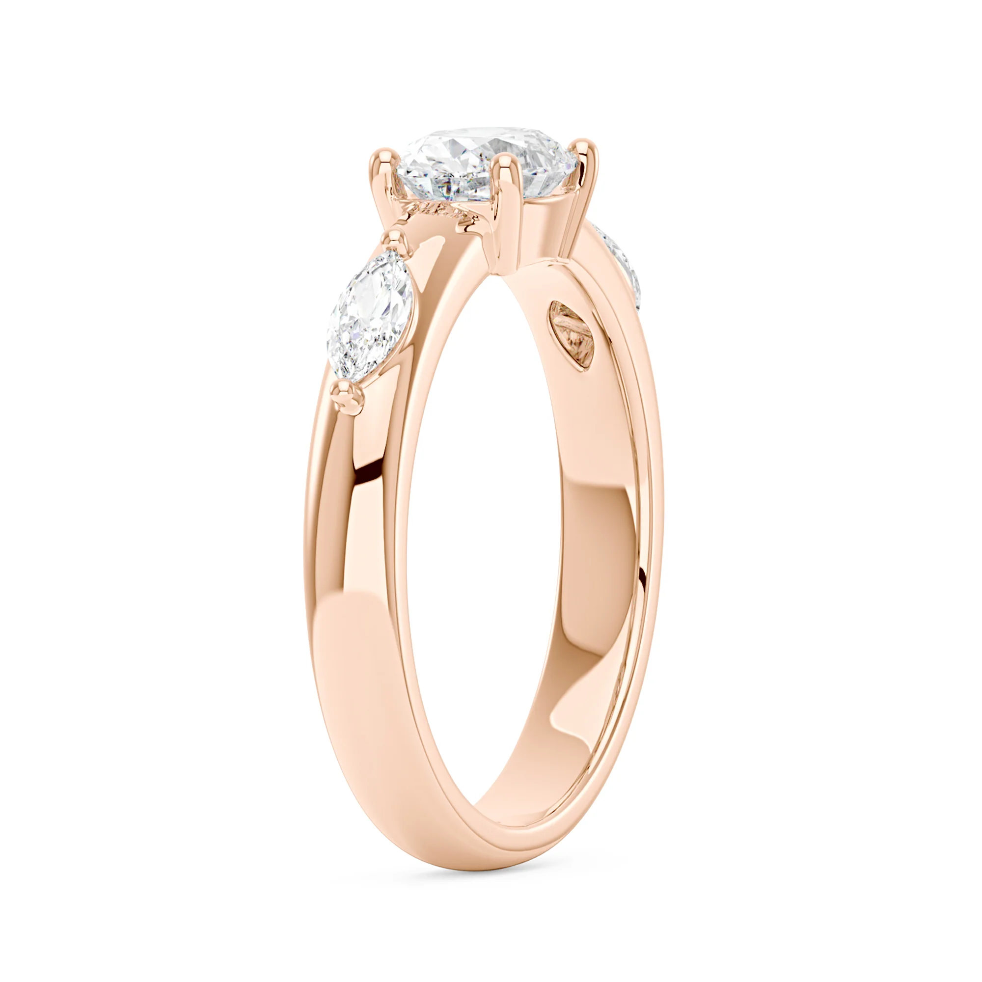 Modern Romance Oval Marquise Moissanite Trilogy Ring - Image 8