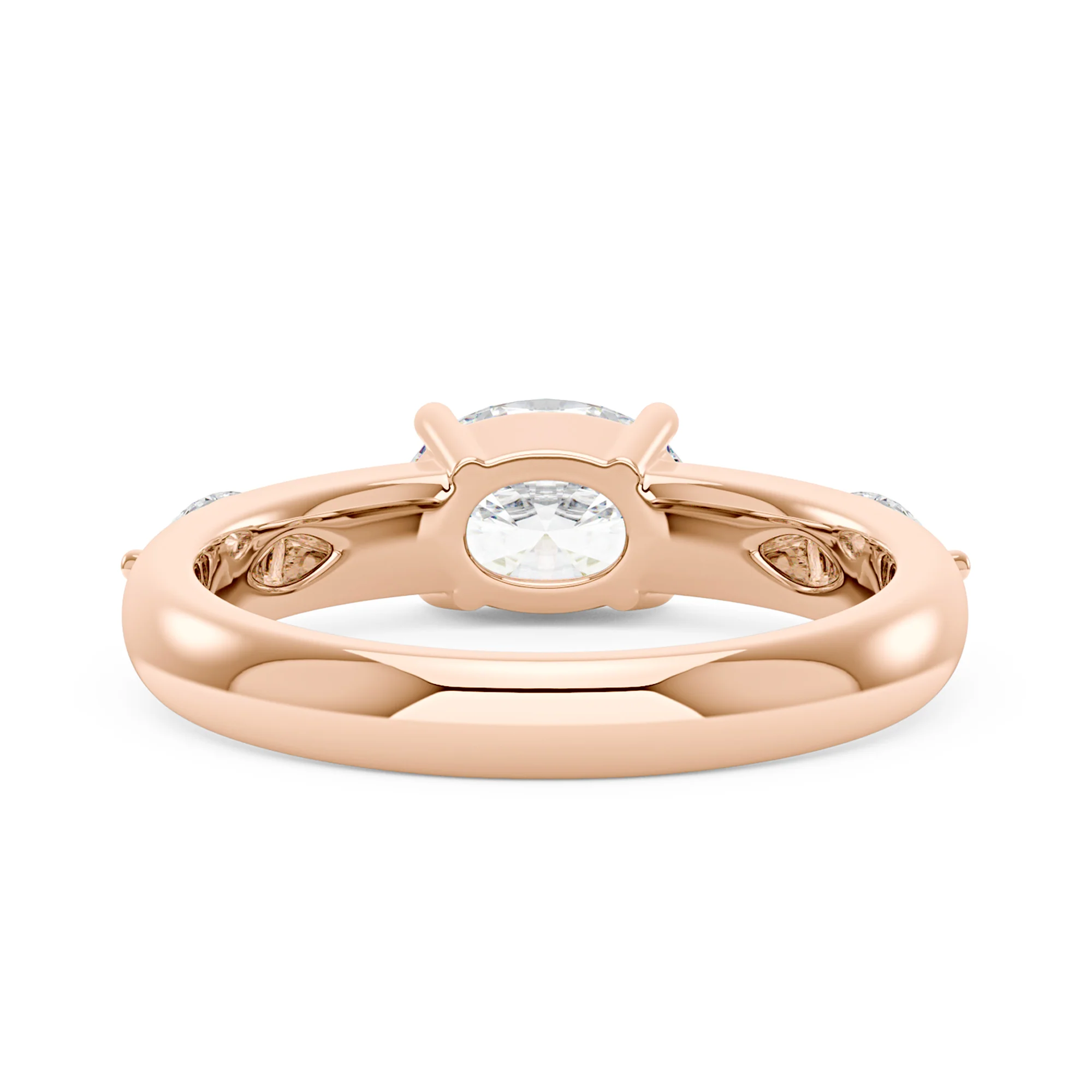 Modern Romance Oval Marquise Moissanite Trilogy Ring - Image 9
